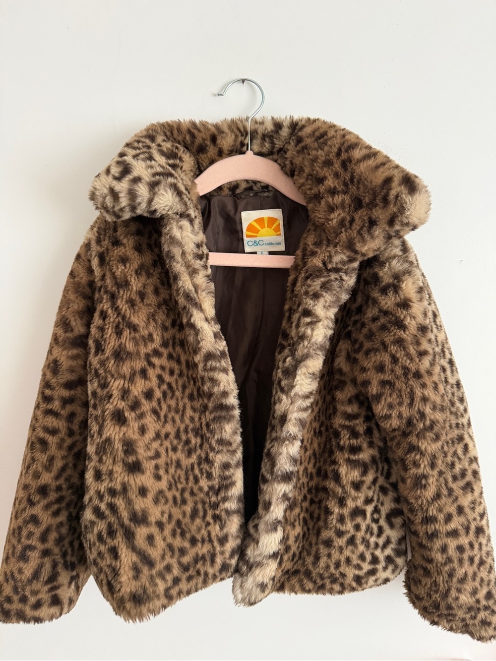 C&C CALIFORNIA Girls Leopard Coat size 6